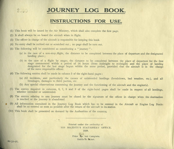 the journey log instruction page