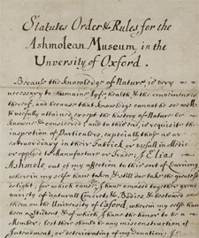 Rules and Statutes of the Ashmolean (Click to enlarge)